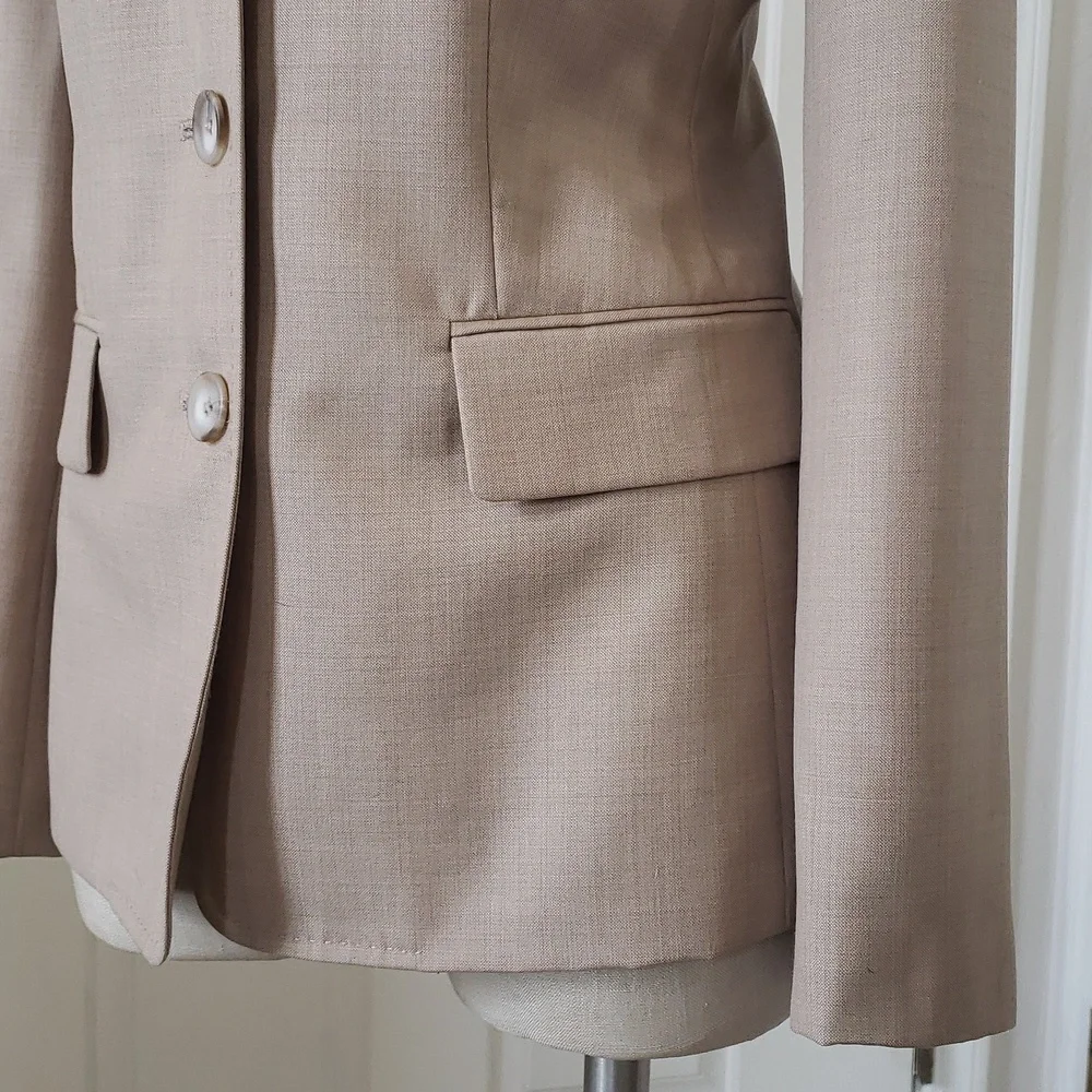 Vintage Ann Taylor LOFT Tan Wool Single Breasted Jacket Blazer - Picture 11 of 13